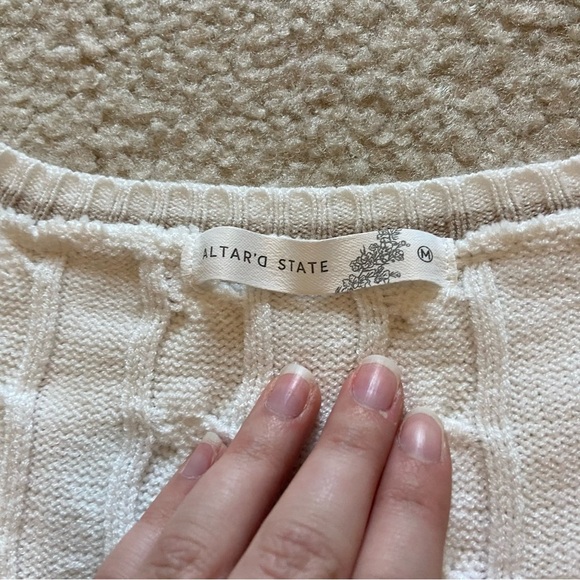 Altar’d State Tennis V-Neck White Cropped Sweater - Picture 6 of 8